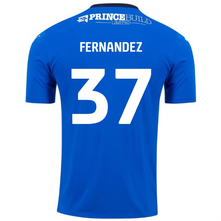 Kandiny Homme Maillot Emmanuel Fernandez #37 Bleu Blanc Tenues Domicile 2024/25 T-Shirt