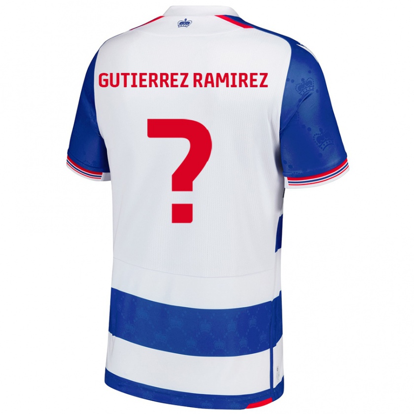 Kandiny Homme Maillot William Gutierrez Ramirez #0 Bleu Blanc Tenues Domicile 2024/25 T-Shirt