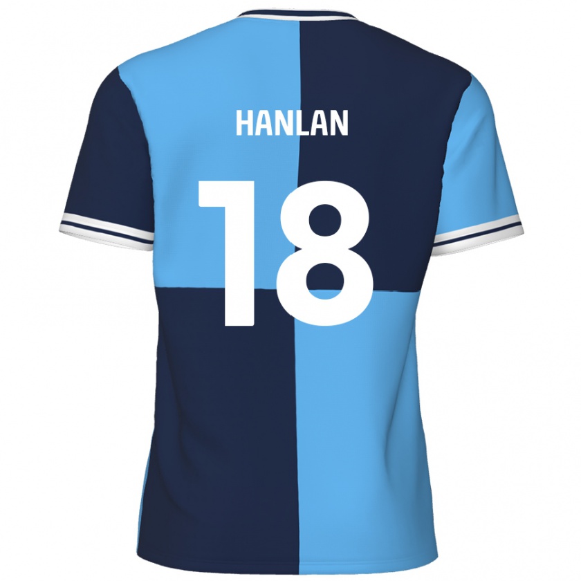 Kandiny Homme Maillot Brandon Hanlan #18 Bleu Ciel Bleu Foncé Tenues Domicile 2024/25 T-Shirt