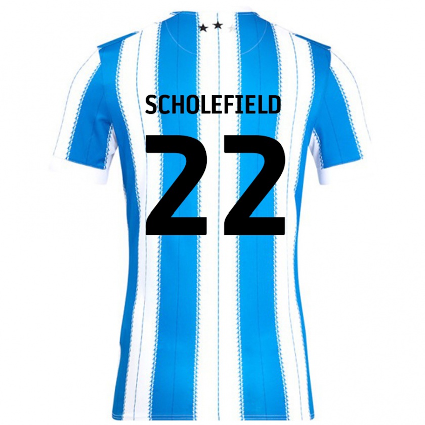 Kandiny Homme Maillot Lois Scholefield #22 Bleu Blanc Tenues Domicile 2024/25 T-Shirt