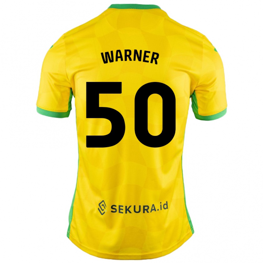 Kandiny Homme Maillot Jaden Warner #50 Jaune Vert Tenues Domicile 2024/25 T-Shirt