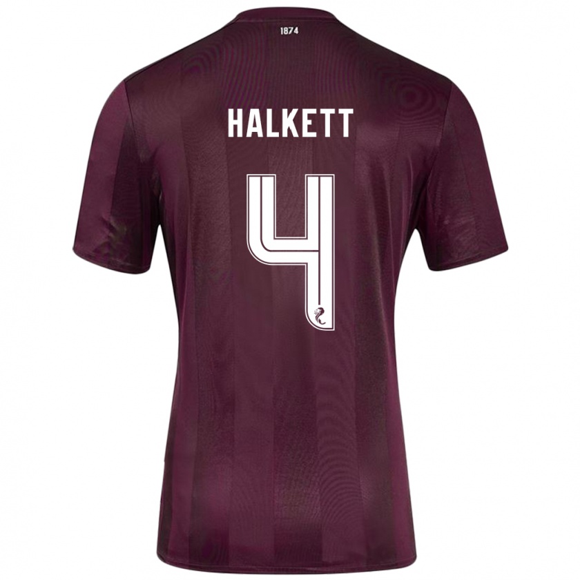 Kandiny Homme Maillot Craig Halkett #4 Bordeaux Tenues Domicile 2024/25 T-Shirt