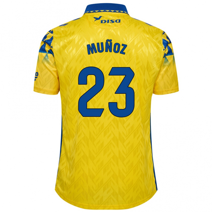 Kandiny Homme Maillot Álex Muñoz #23 Jaune Bleu Tenues Domicile 2024/25 T-Shirt