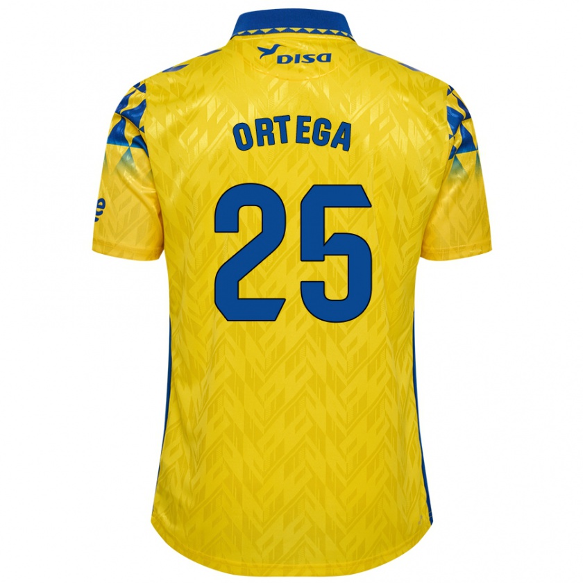 Kandiny Homme Maillot Edián Ortega #25 Jaune Bleu Tenues Domicile 2024/25 T-Shirt