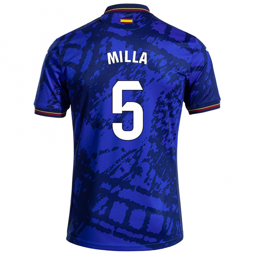 Kandiny Homme Maillot Luis Milla #5 Bleu Foncé Tenues Domicile 2024/25 T-Shirt