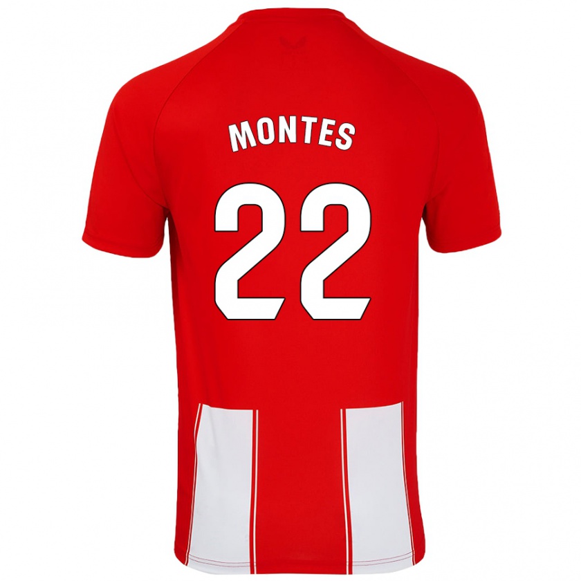 Kandiny Homme Maillot César Montes #22 Rouge Blanc Tenues Domicile 2024/25 T-Shirt