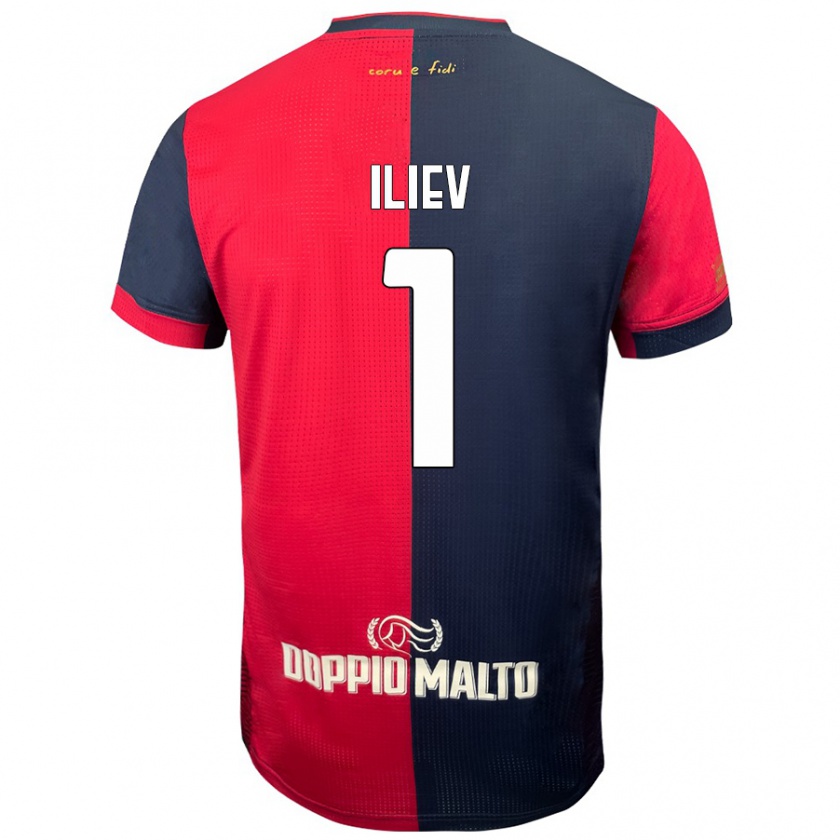 Kandiny Homme Maillot Velizar-Iliya Iliev #1 Rouge Bleu Foncé Tenues Domicile 2024/25 T-Shirt