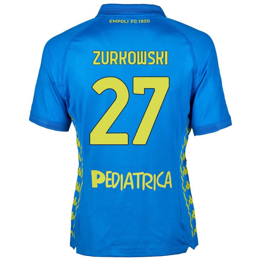 Kandiny Homme Maillot Szymon Żurkowski #27 Bleu Tenues Domicile 2024/25 T-Shirt