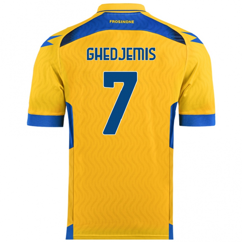 Kandiny Homme Maillot Farès Ghedjemis #7 Jaune Tenues Domicile 2024/25 T-Shirt