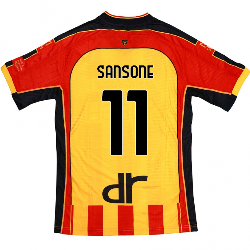 Kandiny Homme Maillot Nicola Sansone #11 Jaune Rouge Tenues Domicile 2024/25 T-Shirt