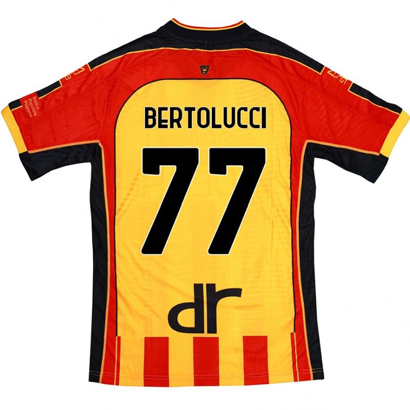 Kandiny Homme Maillot Sandro Bertolucci #77 Jaune Rouge Tenues Domicile 2024/25 T-Shirt