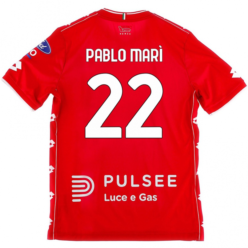 Kandiny Homme Maillot Pablo Marí #22 Rouge Blanc Tenues Domicile 2024/25 T-Shirt