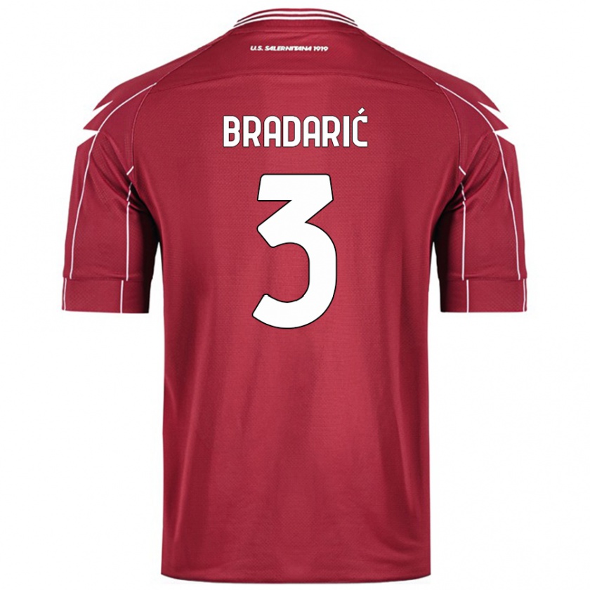 Kandiny Homme Maillot Domagoj Bradarić #3 Bordeaux Tenues Domicile 2024/25 T-Shirt