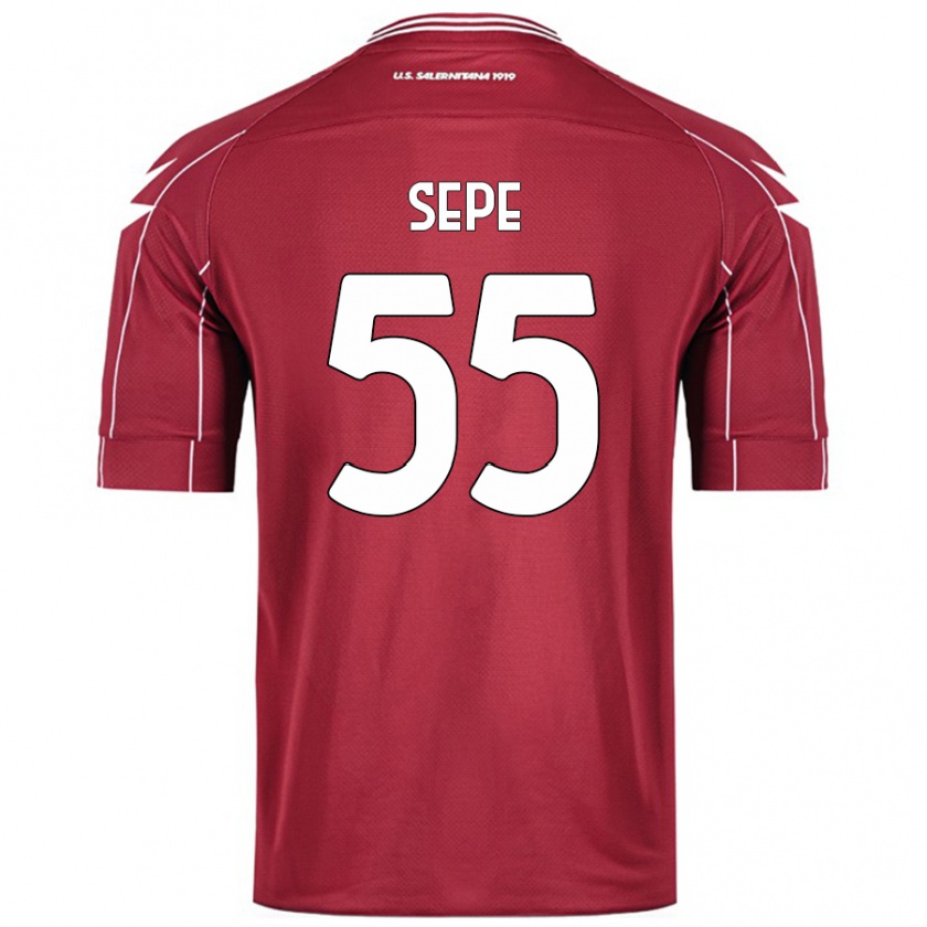 Kandiny Homme Maillot Luigi Sepe #55 Bordeaux Tenues Domicile 2024/25 T-Shirt