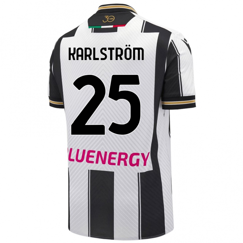 Kandiny Homme Maillot Jesper Karlström #25 Blanc Noir Tenues Domicile 2024/25 T-Shirt