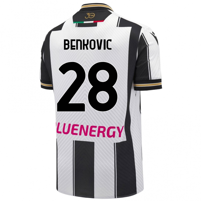 Kandiny Homme Maillot Filip Benkovic #28 Blanc Noir Tenues Domicile 2024/25 T-Shirt