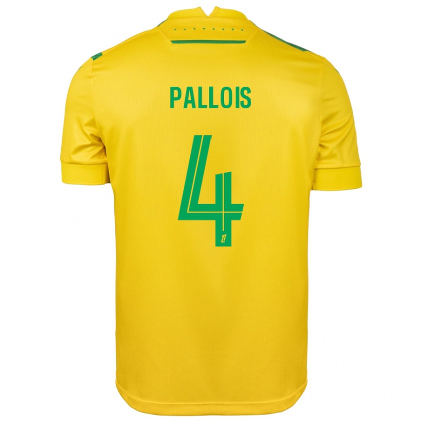 Kandiny Homme Maillot Nicolas Pallois #4 Jaune Vert Tenues Domicile 2024/25 T-Shirt