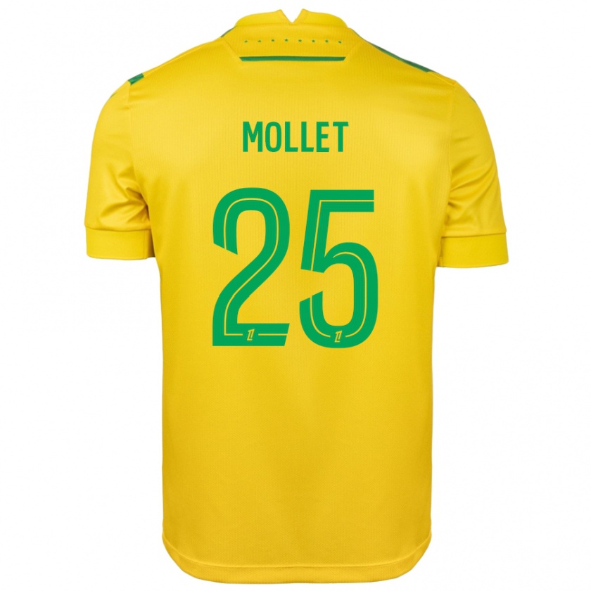 Kandiny Homme Maillot Florent Mollet #25 Jaune Vert Tenues Domicile 2024/25 T-Shirt