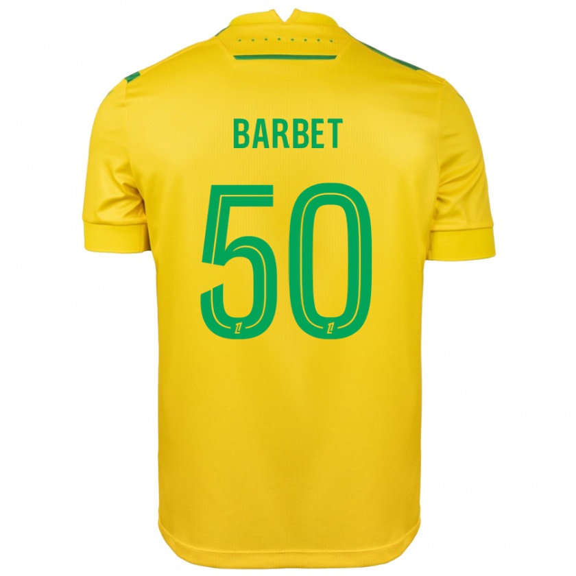 Kandiny Homme Maillot Hugo Barbet #50 Jaune Vert Tenues Domicile 2024/25 T-Shirt