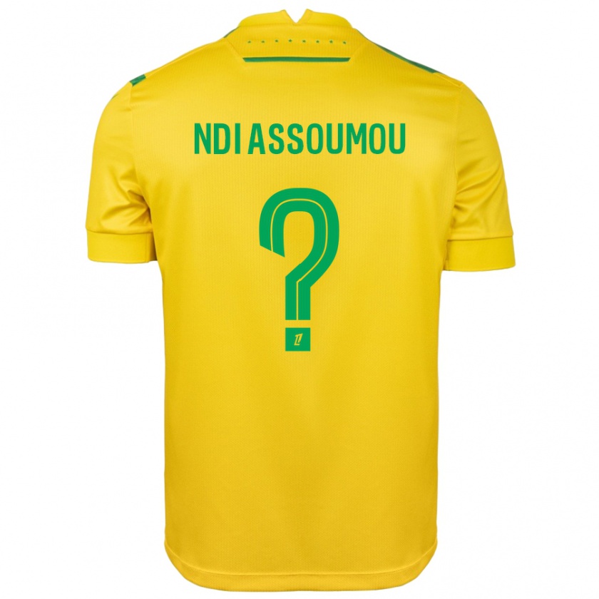 Kandiny Homme Maillot Frédéric Ndi Assoumou #0 Jaune Vert Tenues Domicile 2024/25 T-Shirt