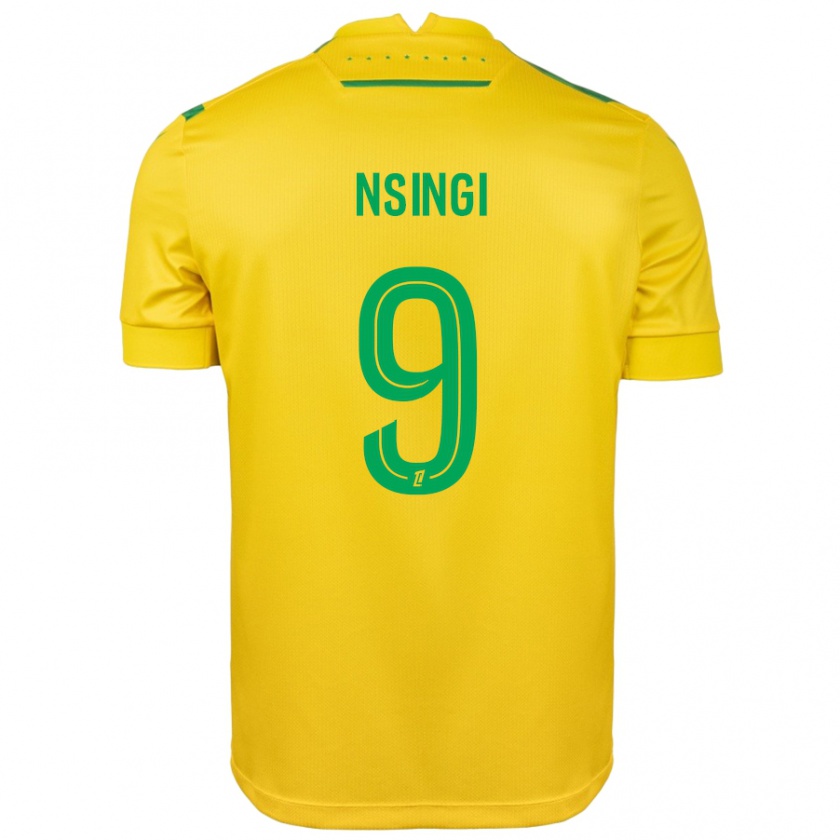 Kandiny Homme Maillot Plamedi Nsingi #9 Jaune Vert Tenues Domicile 2024/25 T-Shirt