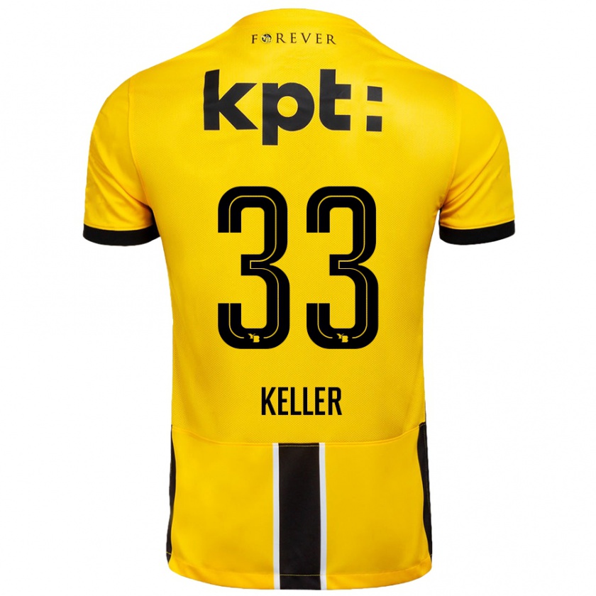 Kandiny Homme Maillot Marvin Keller #33 Jaune Noir Tenues Domicile 2024/25 T-Shirt