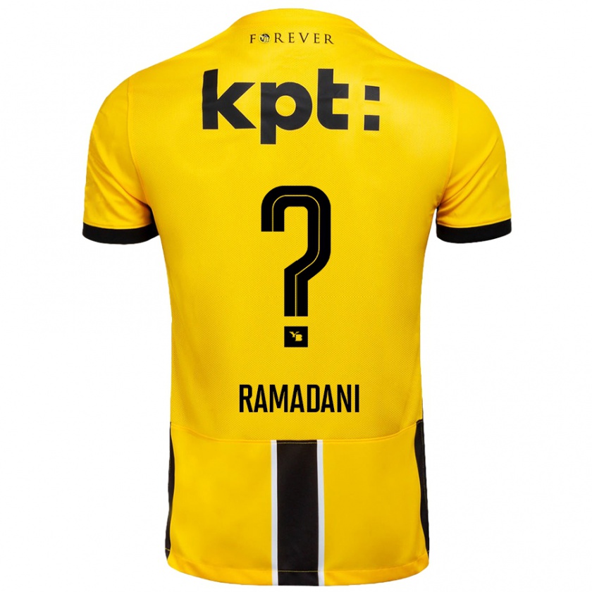 Kandiny Homme Maillot Leon Ramadani #0 Jaune Noir Tenues Domicile 2024/25 T-Shirt