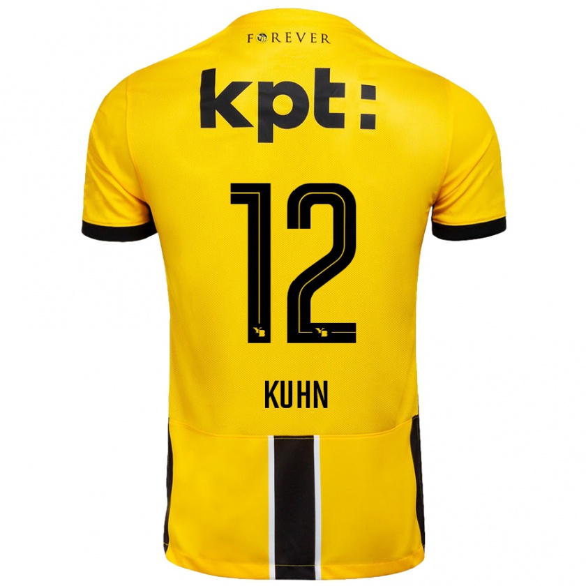 Kandiny Homme Maillot Athena Kühn #12 Jaune Noir Tenues Domicile 2024/25 T-Shirt