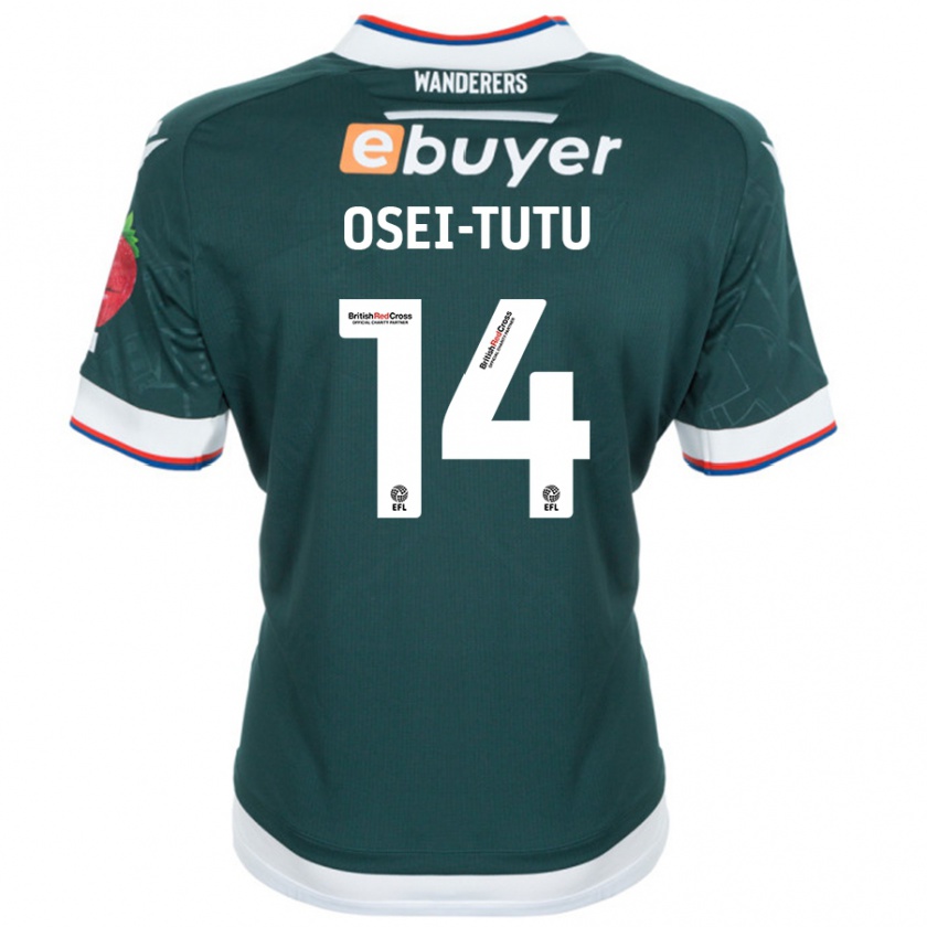 Kandiny Homme Maillot Jordi Osei-Tutu #14 Vert Foncé Tenues Extérieur 2024/25 T-Shirt