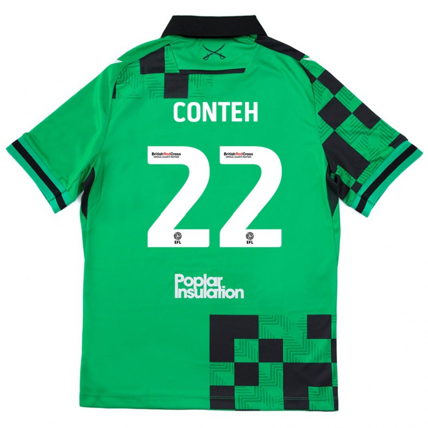 Kandiny Homme Maillot Kamil Conteh #22 Vert Noir Tenues Extérieur 2024/25 T-Shirt