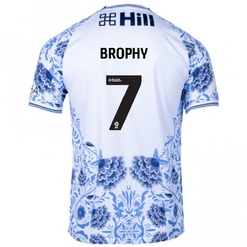 Kandiny Homme Maillot James Brophy #7 Blanc Bleu Tenues Extérieur 2024/25 T-Shirt