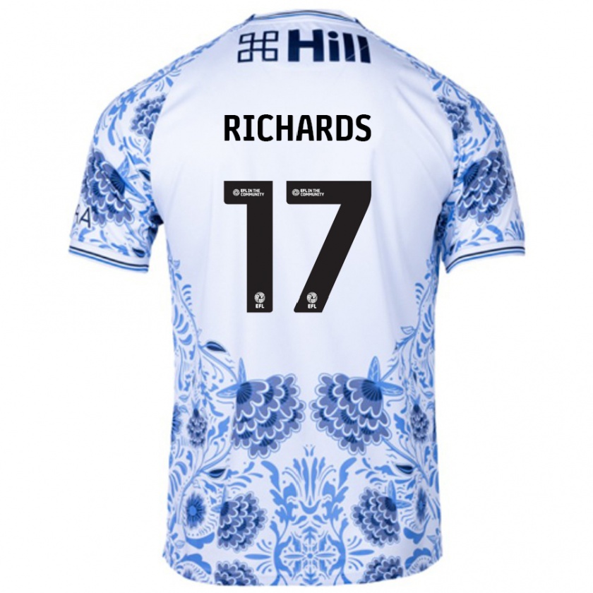 Kandiny Homme Maillot Taylor Richards #17 Blanc Bleu Tenues Extérieur 2024/25 T-Shirt