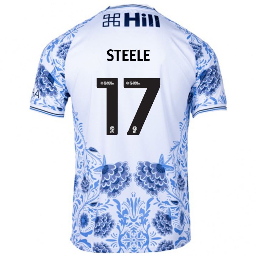 Kandiny Homme Maillot Fran Steele #17 Blanc Bleu Tenues Extérieur 2024/25 T-Shirt