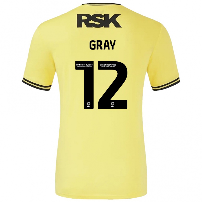 Kandiny Homme Maillot Jessica Gray #12 Jaune Noir Tenues Extérieur 2024/25 T-Shirt