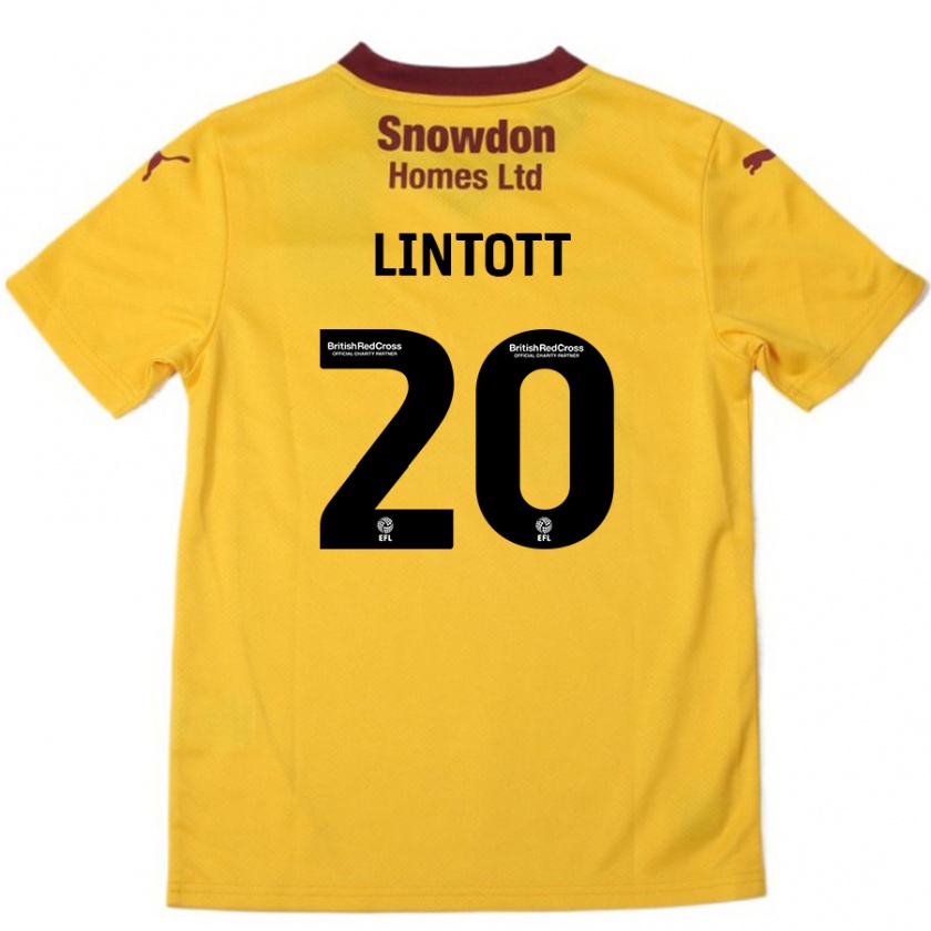 Kandiny Homme Maillot Harvey Lintott #20 Orange Bordeaux Tenues Extérieur 2024/25 T-Shirt