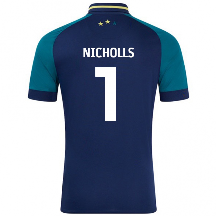 Kandiny Homme Maillot Lee Nicholls #1 Marine Vert Foncé Tenues Extérieur 2024/25 T-Shirt