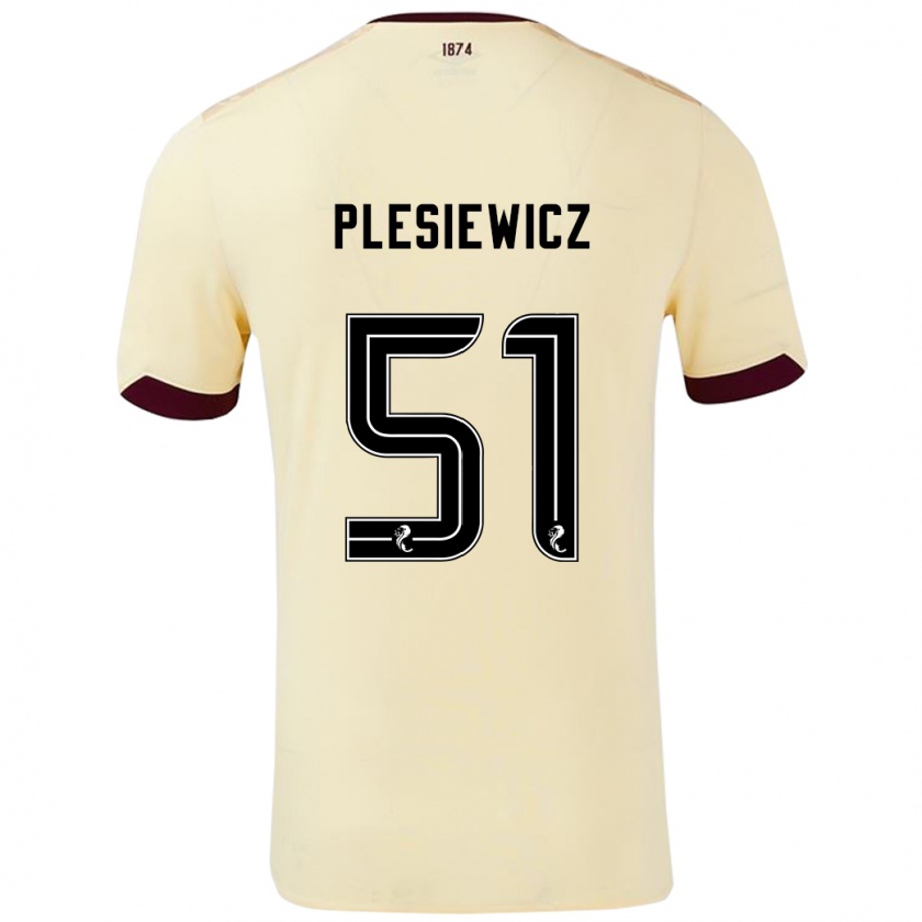 Kandiny Homme Maillot Szymon Plesiewicz #51 Crème Bordeaux Tenues Extérieur 2024/25 T-Shirt