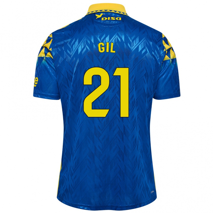 Kandiny Homme Maillot Iván Gil #21 Bleu Jaune Tenues Extérieur 2024/25 T-Shirt