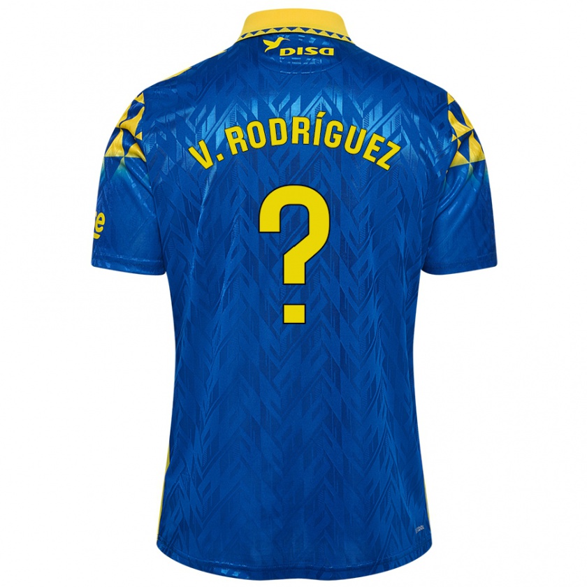 Kandiny Homme Maillot Carlos Vicente Rodríguez #0 Bleu Jaune Tenues Extérieur 2024/25 T-Shirt