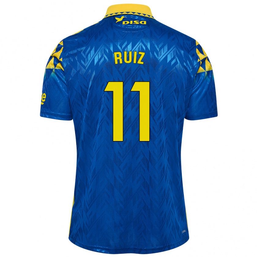 Kandiny Homme Maillot Sergio Ruiz #11 Bleu Jaune Tenues Extérieur 2024/25 T-Shirt