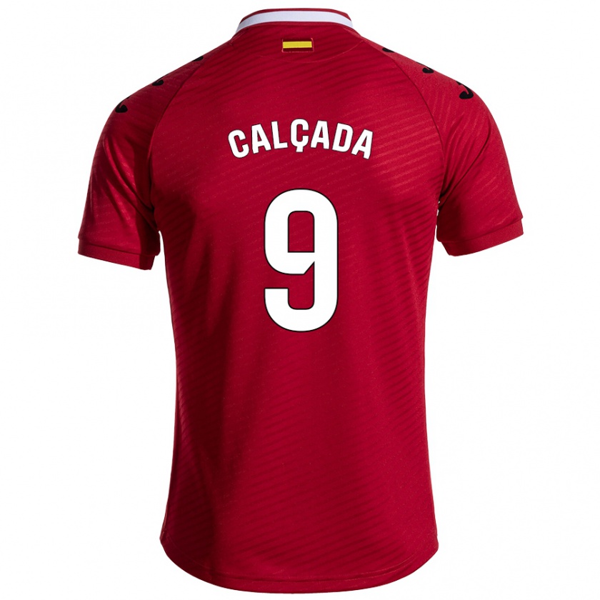 Kandiny Homme Maillot Gonzalo Calçada #9 Rouge Foncé Tenues Extérieur 2024/25 T-Shirt