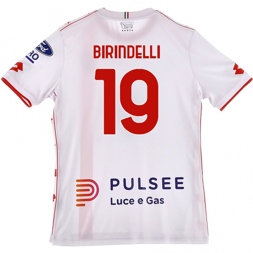 Kandiny Homme Maillot Samuele Birindelli #19 Blanc Rouge Tenues Extérieur 2024/25 T-Shirt