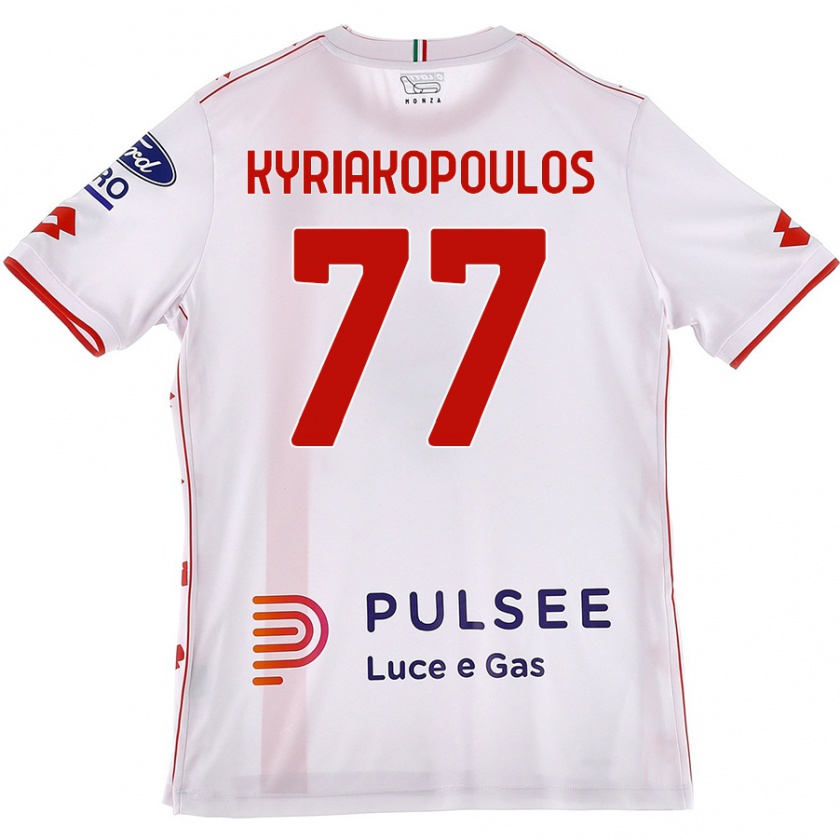 Kandiny Homme Maillot Georgios Kyriakopoulos #77 Blanc Rouge Tenues Extérieur 2024/25 T-Shirt