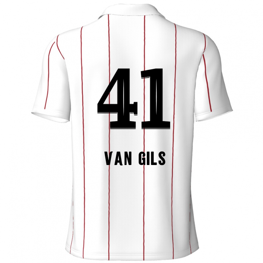 Kandiny Homme Maillot Mathis Van Gils #41 Blanc Noir Tenues Extérieur 2024/25 T-Shirt