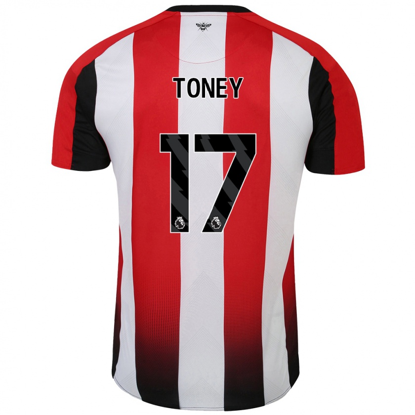 Kandiny Femme Maillot Ivan Toney #17 Rouge Blanc Tenues Domicile 2024/25 T-Shirt