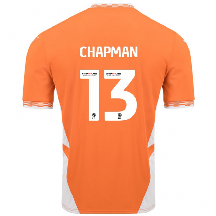 Kandiny Femme Maillot Mackenzie Chapman #13 Orange Blanc Tenues Domicile 2024/25 T-Shirt