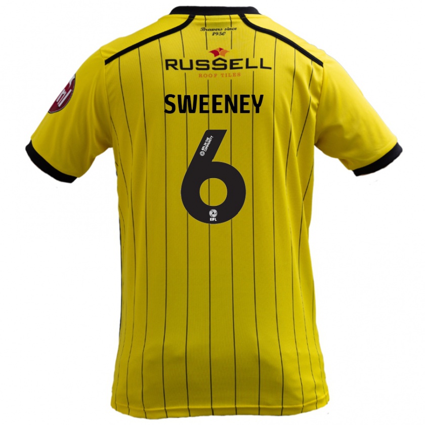 Kandiny Femme Maillot Ryan Sweeney #6 Jaune Tenues Domicile 2024/25 T-Shirt