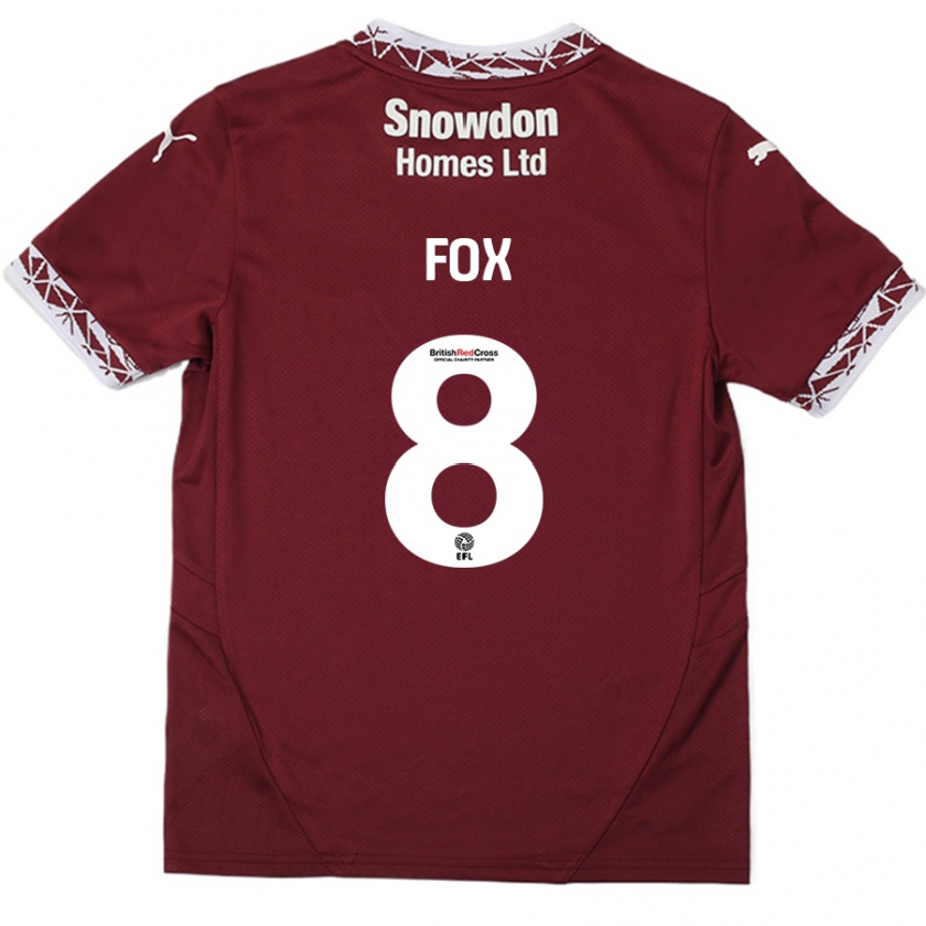 Kandiny Femme Maillot Ben Fox #8 Bordeaux Tenues Domicile 2024/25 T-Shirt