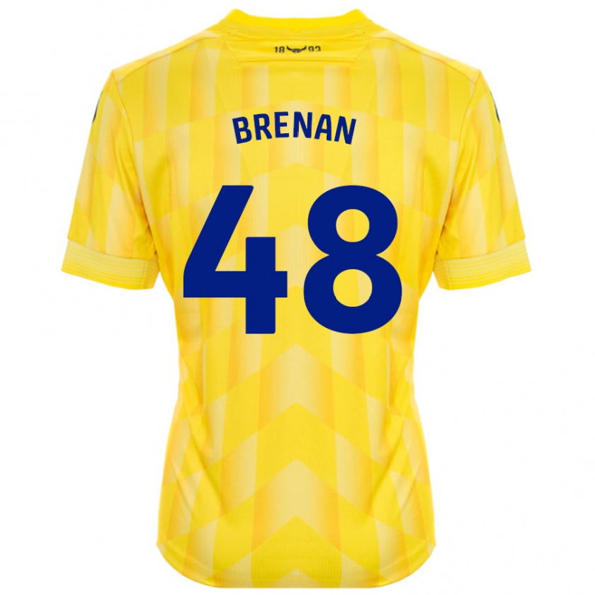 Kandiny Femme Maillot Tobias Brenan #48 Jaune Tenues Domicile 2024/25 T-Shirt