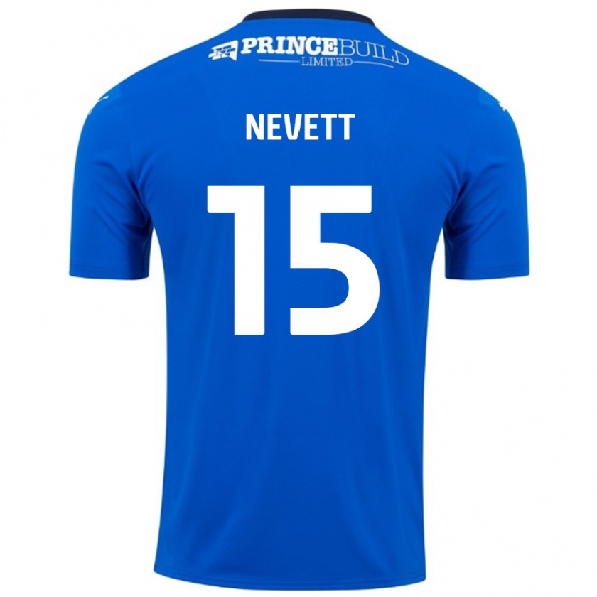 Kandiny Femme Maillot George Nevett #15 Bleu Blanc Tenues Domicile 2024/25 T-Shirt